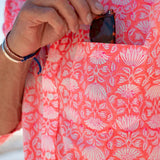 Agonda Tide Mens' Cotton Shirt in Coral and Neon Pink