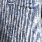 Twice as Nice Mens' Half Placket Cotton Shirt in Ocean Stripe