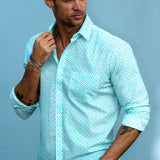 Diamond Dot' Organic Cotton Shirt in Blue Lagoon