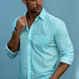 Diamond Dot' Organic Cotton Shirt in Blue Lagoon