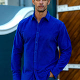 Corduroy Mens' Organic Cotton Shirt in Electric Blue