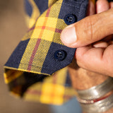 Mens' Check Shirt in Yellow, Navy & Red Stripes
