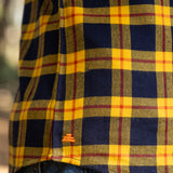 Mens' Check Shirt in Yellow, Navy & Red Stripes