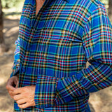 Mens' Check Shirt in Striking Blue Tartan