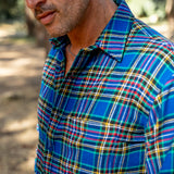 Mens' Check Shirt in Striking Blue Tartan