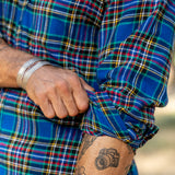 Mens' Check Shirt in Striking Blue Tartan