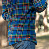 Mens' Check Shirt in Striking Blue Tartan