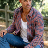 Mens' Check Shirt in Red, White & Blue