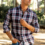 Mens' Check Shirt in Grey, Red & White