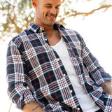 Mens' Check Shirt in Grey, Red & White