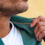 Corduroy Mens' Organic Cotton Shirt in Forest Green with Bright Orange Trim