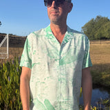 Marble Printed Mens' Short Sleeve Shirt in Laguna Green