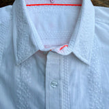 Las Salinas Blanca Mens' Cotton Shirt with Electric Orange Trims