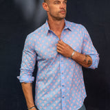 Siamese Sunrise  Men's Organic Cotton Shirt in Blue