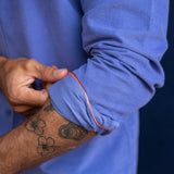 Corduroy Mens' Organic Cotton Shirt in Violet with Neon Orange Trim