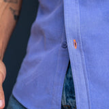 Corduroy Mens' Organic Cotton Shirt in Violet with Neon Orange Trim