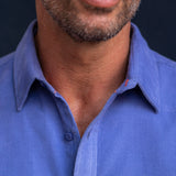 Corduroy Mens' Organic Cotton Shirt in Violet with Neon Orange Trim