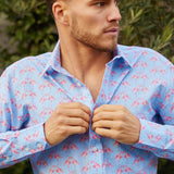 Flamin' Go Go Mens' Organic Cotton Shirt in Blue & Pink