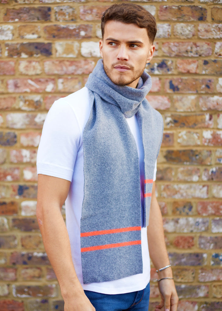 Light Grey & Neon Orange Scarf - 30% OFF