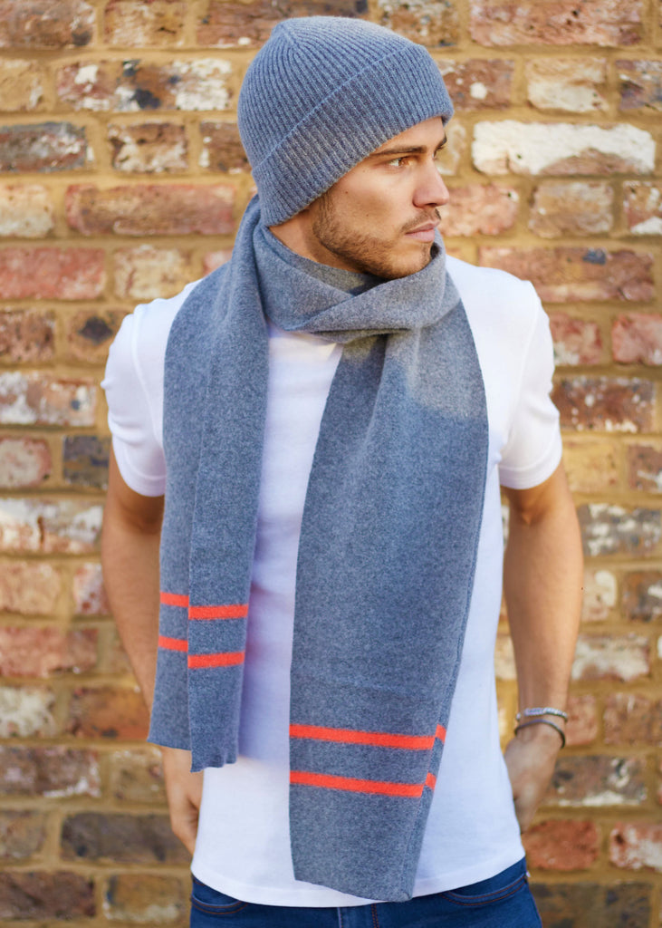 Light Grey & Neon Orange Scarf - 30% OFF