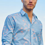 Making Waves Mens' Cotton Shirt in Blue