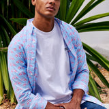 Flamin' Go Go Mens' Organic Cotton Shirt in Blue & Pink
