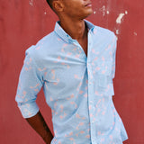 Making Waves Mens' Cotton Shirt in Blue